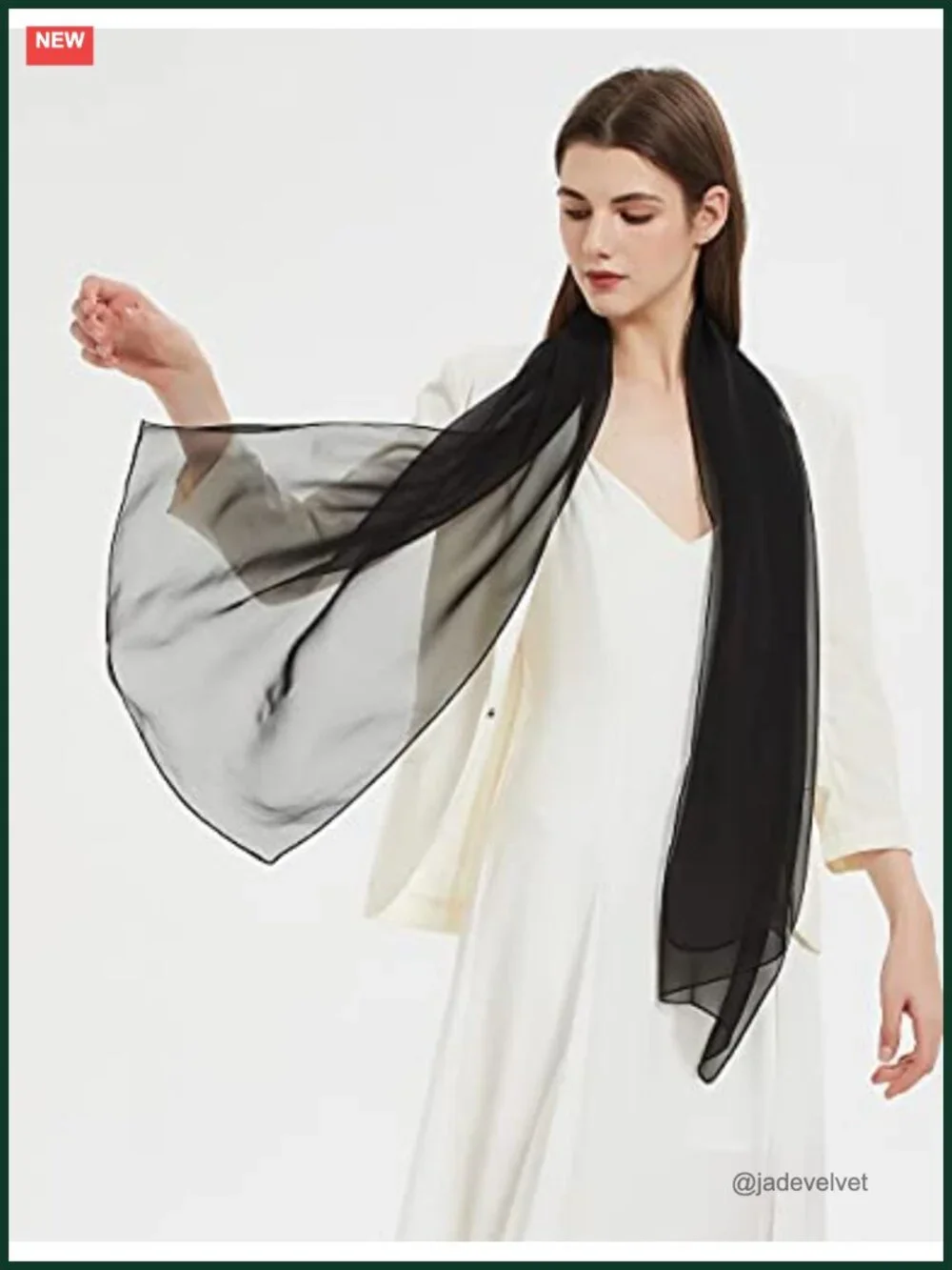 Silk Blend Chiffon Scarf Long Sheer Lightweight
